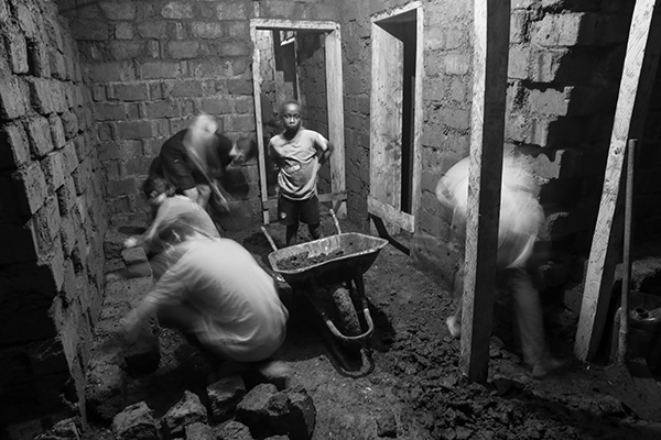 broken bricks being turned into seats 2